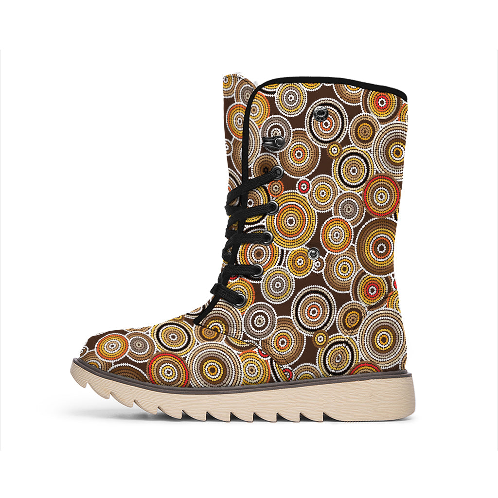 Aboriginal Art Dot Pattern Print Winter Boots