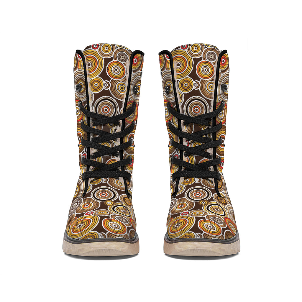 Aboriginal Art Dot Pattern Print Winter Boots