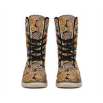 Aboriginal Art Dot Pattern Print Winter Boots