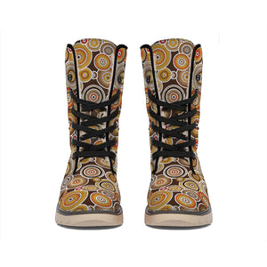 Aboriginal Art Dot Pattern Print Winter Boots