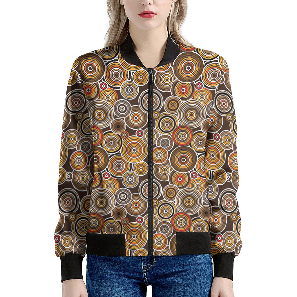 Aboriginal Art Dot Pattern Print Women's Bomber Jacket