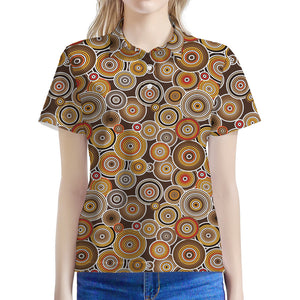 Aboriginal Art Dot Pattern Print Women's Polo Shirt