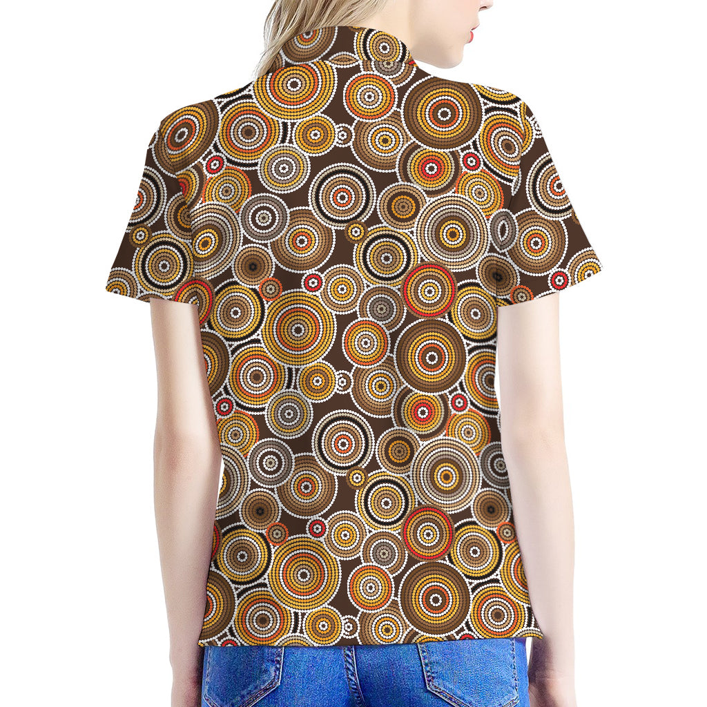 Aboriginal Art Dot Pattern Print Women's Polo Shirt