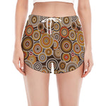 Aboriginal Art Dot Pattern Print Women's Split Running Shorts
