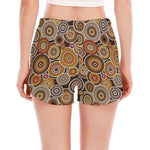 Aboriginal Art Dot Pattern Print Women's Split Running Shorts