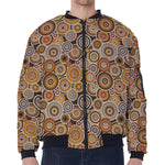 Aboriginal Art Dot Pattern Print Zip Sleeve Bomber Jacket