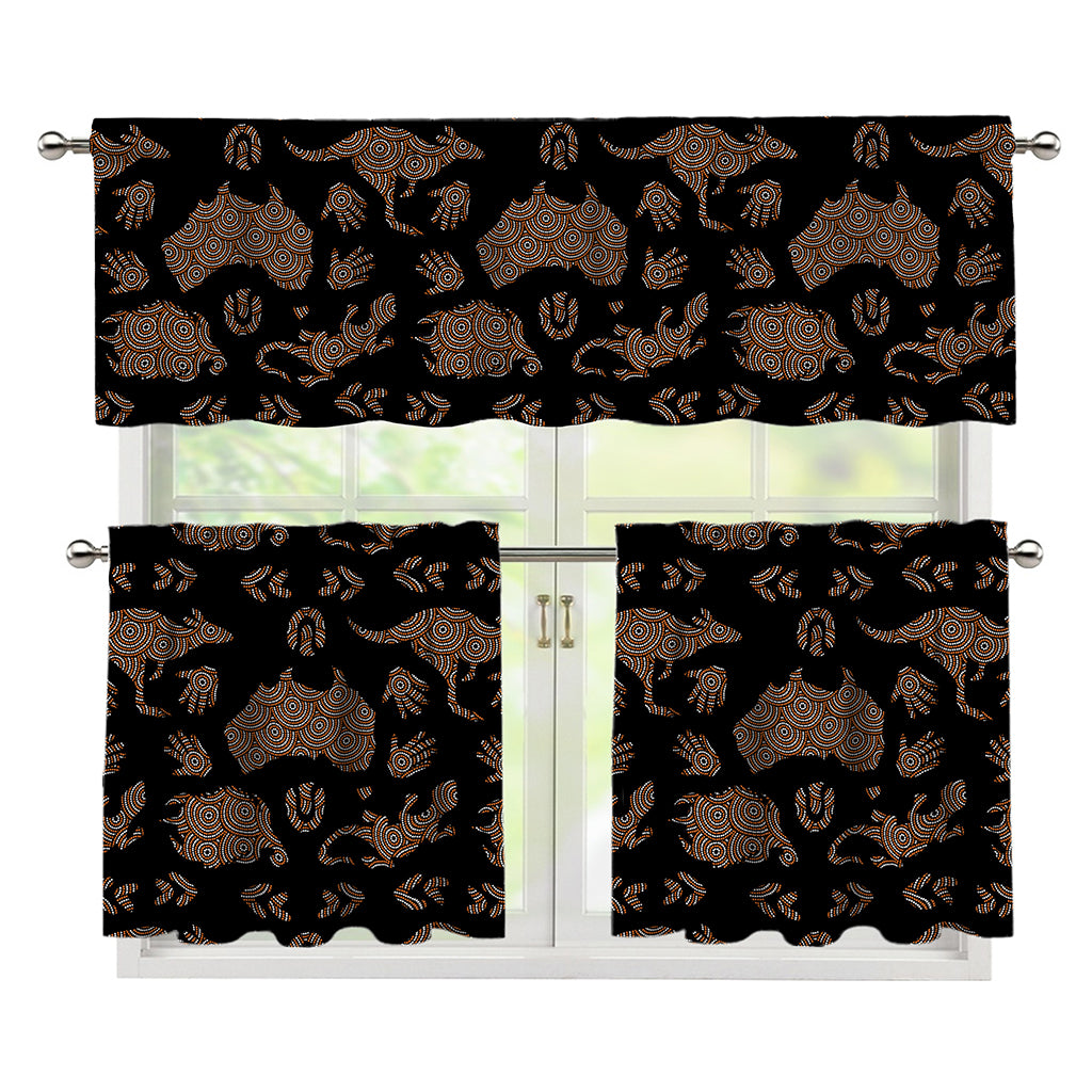 Aboriginal Australian Pattern Print 3 Piece Kitchen Curtains