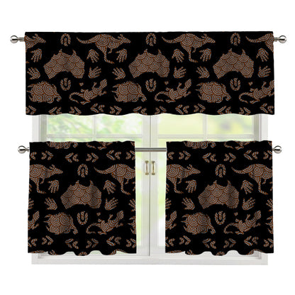 Aboriginal Australian Pattern Print 3 Piece Kitchen Curtains