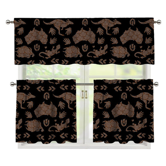 Aboriginal Australian Pattern Print 3 Piece Kitchen Curtains
