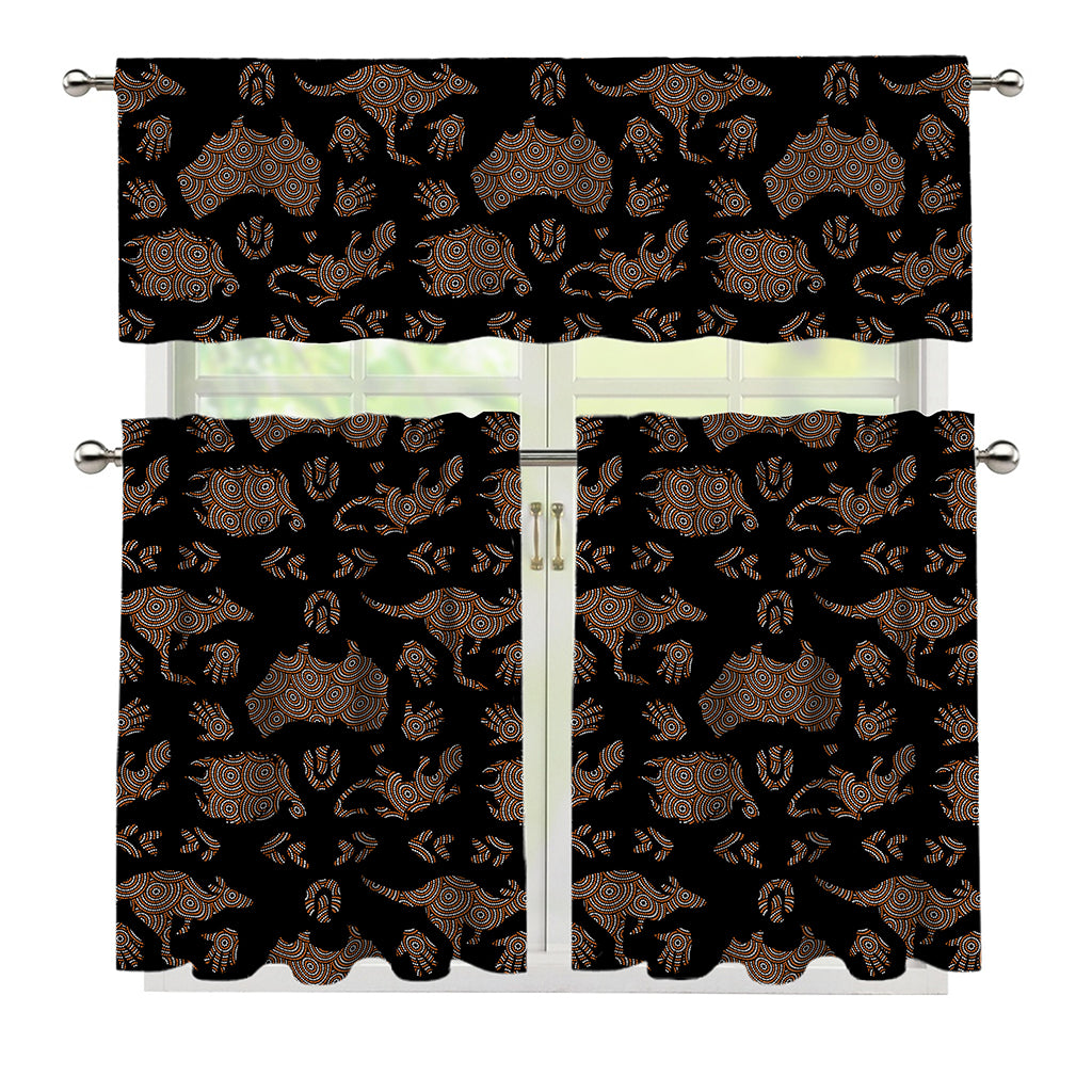 Aboriginal Australian Pattern Print 3 Piece Kitchen Curtains