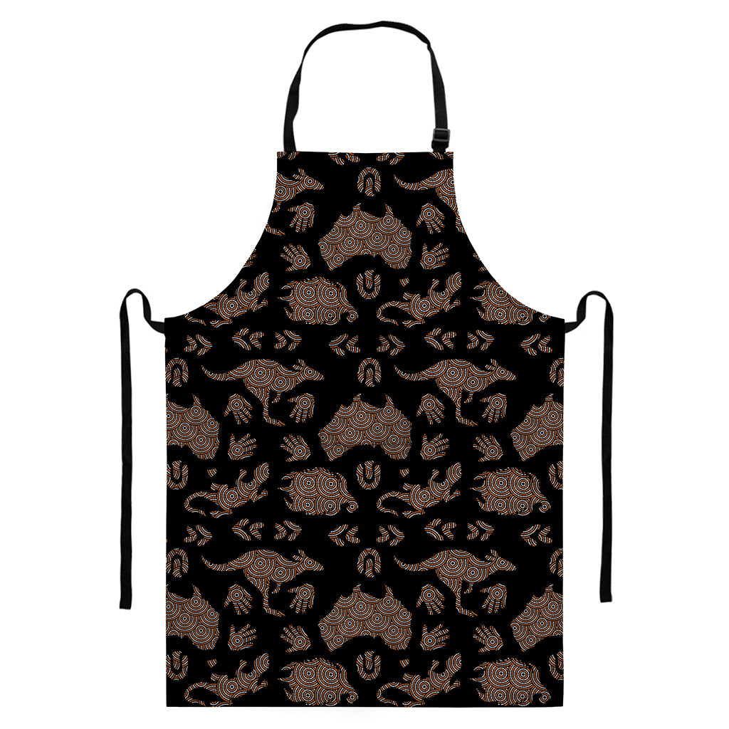 Aboriginal Australian Pattern Print Bib Apron With Pocket