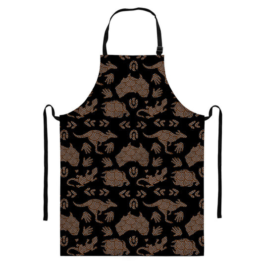 Aboriginal Australian Pattern Print Bib Apron With Pocket