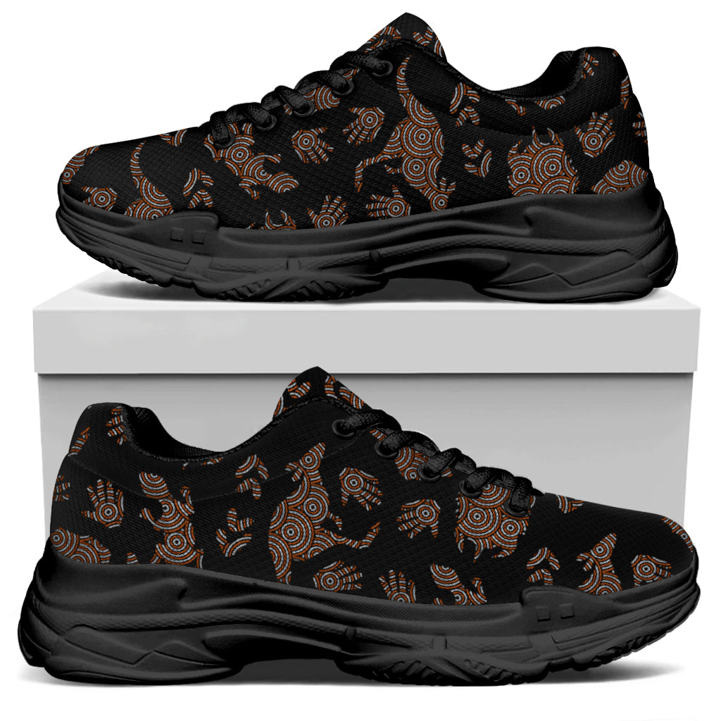 Aboriginal Australian Pattern Print Black Chunky Shoes