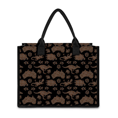 Aboriginal Australian Pattern Print Canvas Tote Bag
