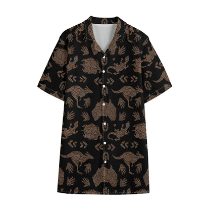 Aboriginal Australian Pattern Print Cotton Hawaiian Shirt