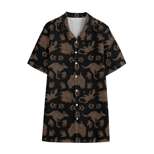 Aboriginal Australian Pattern Print Cotton Hawaiian Shirt