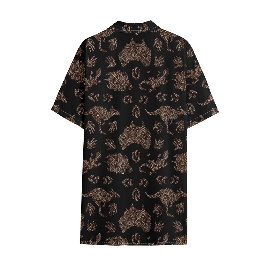 Aboriginal Australian Pattern Print Cotton Hawaiian Shirt