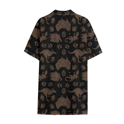 Aboriginal Australian Pattern Print Cotton Hawaiian Shirt