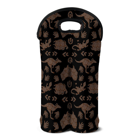 Aboriginal Australian Pattern Print Double Neoprene Wine Tote
