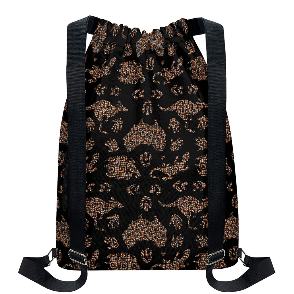 Aboriginal Australian Pattern Print Drawstring Backpack