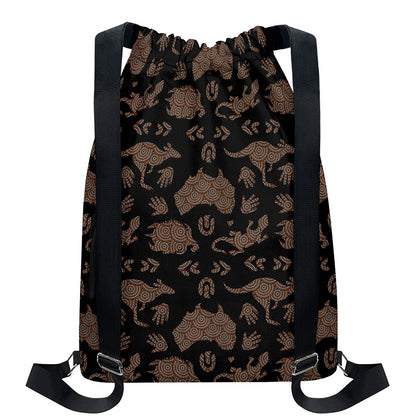 Aboriginal Australian Pattern Print Drawstring Backpack