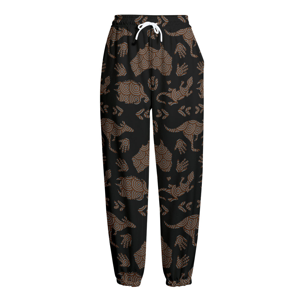 Aboriginal Australian Pattern Print Fleece Lined Knit Pants