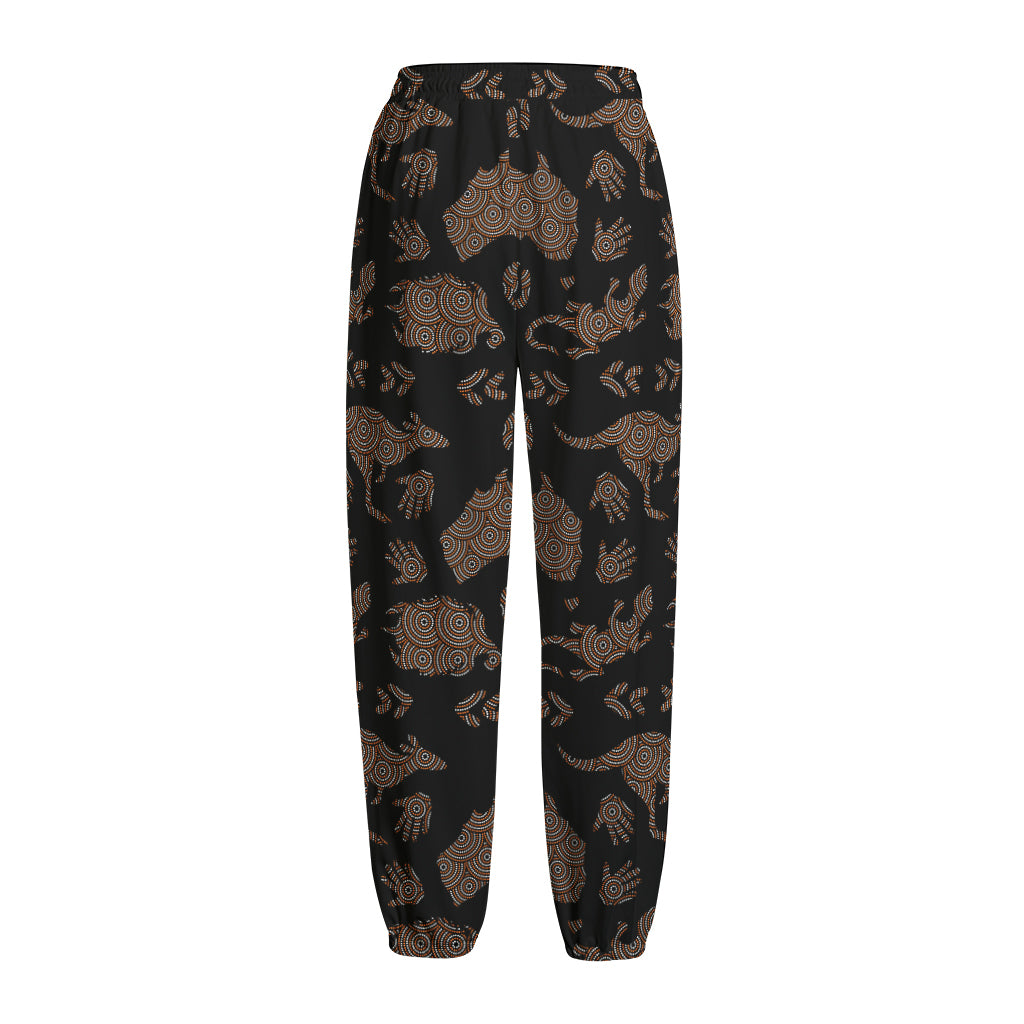 Aboriginal Australian Pattern Print Fleece Lined Knit Pants