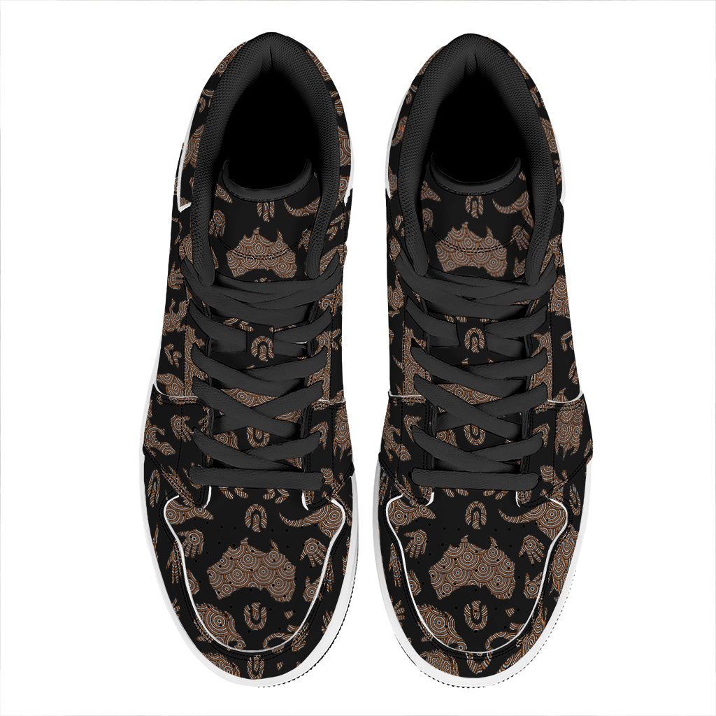 Aboriginal Australian Pattern Print High Top Leather Sneakers