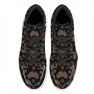 Aboriginal Australian Pattern Print High Top Leather Sneakers