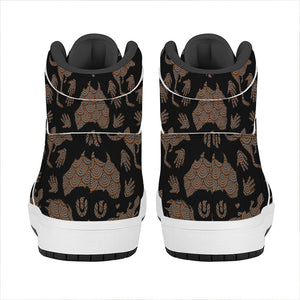 Aboriginal Australian Pattern Print High Top Leather Sneakers