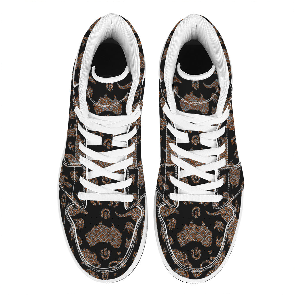 Aboriginal Australian Pattern Print High Top Leather Sneakers