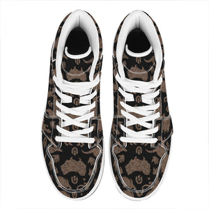 Aboriginal Australian Pattern Print High Top Leather Sneakers