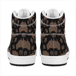 Aboriginal Australian Pattern Print High Top Leather Sneakers