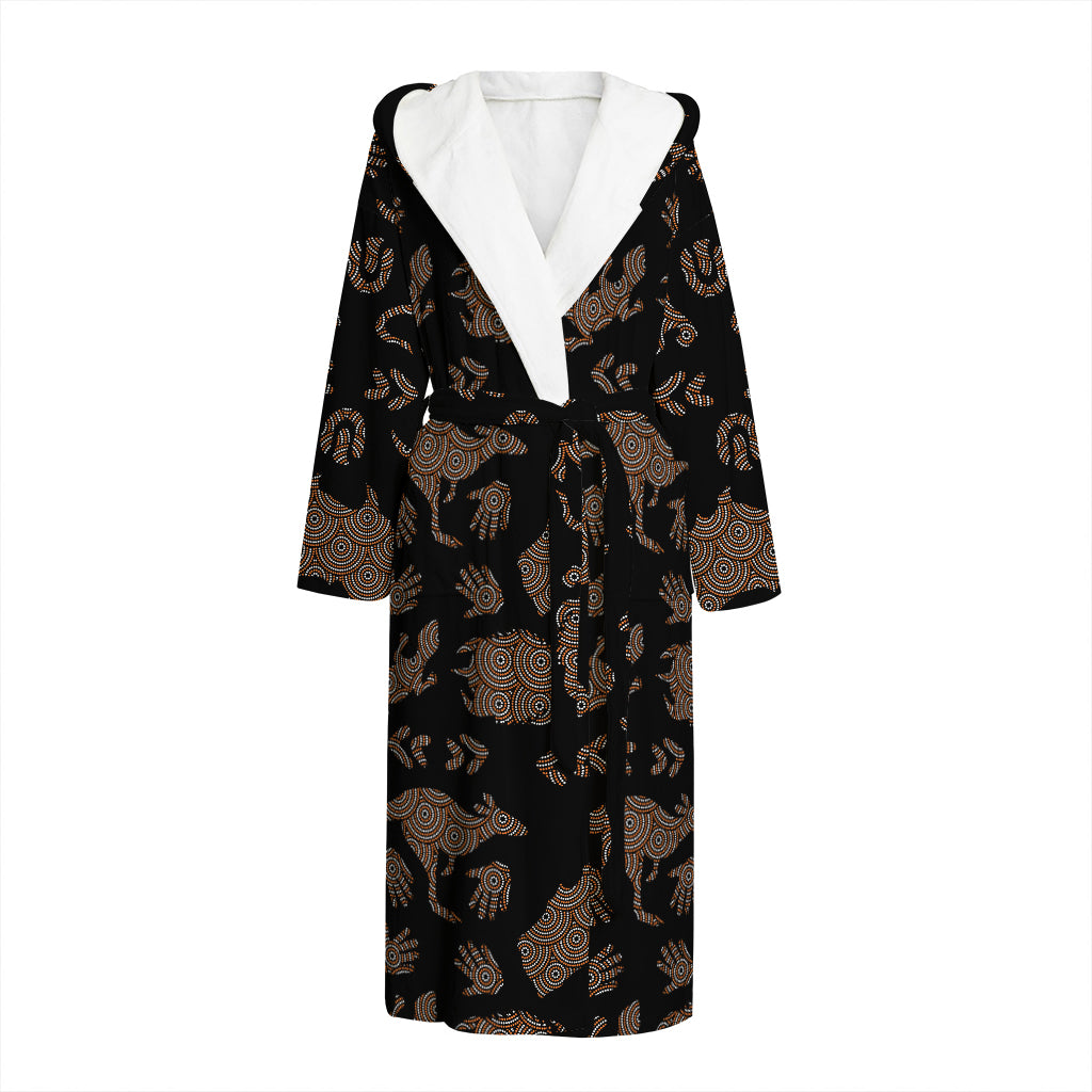 Aboriginal Australian Pattern Print Hooded Bathrobe