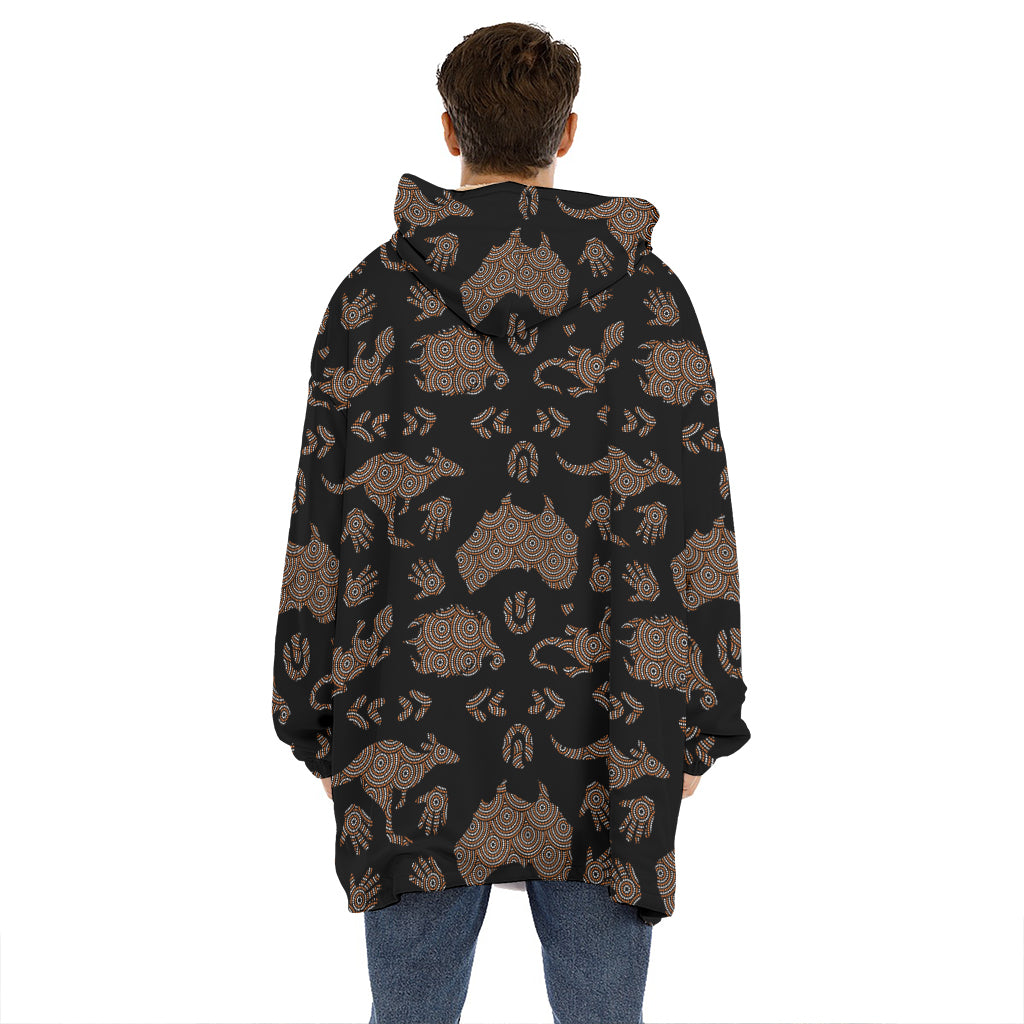Aboriginal Australian Pattern Print Hoodie Blanket