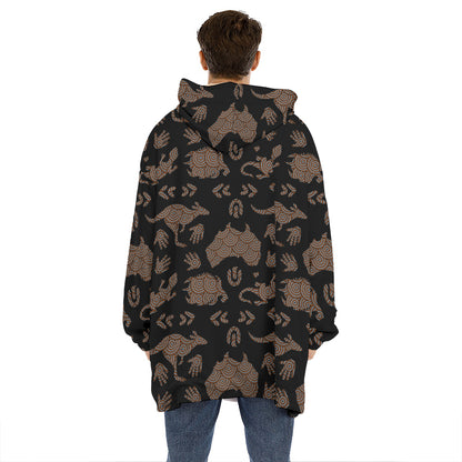 Aboriginal Australian Pattern Print Hoodie Blanket