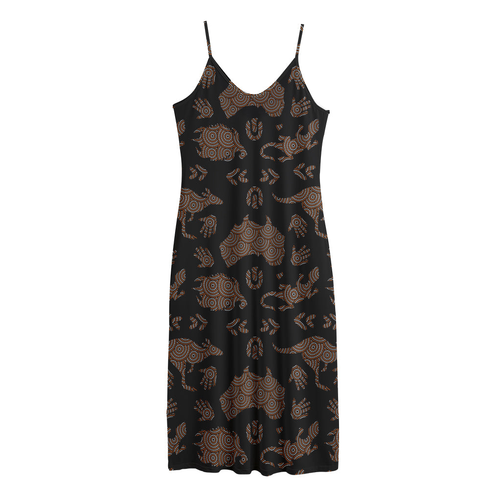 Aboriginal Australian Pattern Print Jersey Midi Cami Dress