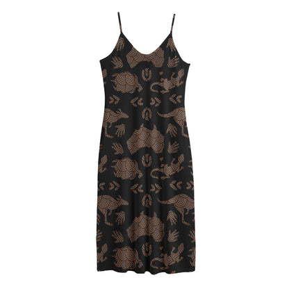Aboriginal Australian Pattern Print Jersey Midi Cami Dress