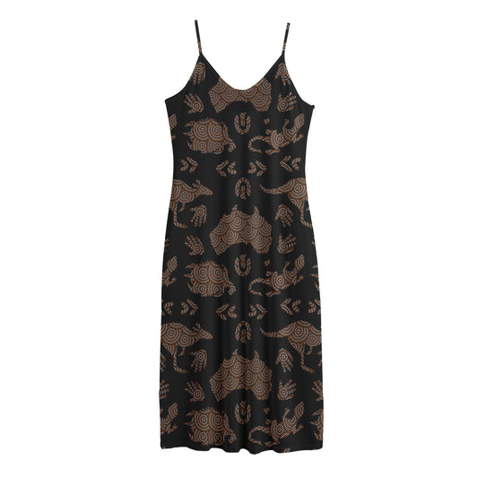 Aboriginal Australian Pattern Print Jersey Midi Cami Dress