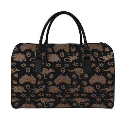 Aboriginal Australian Pattern Print Leather Duffle Bag