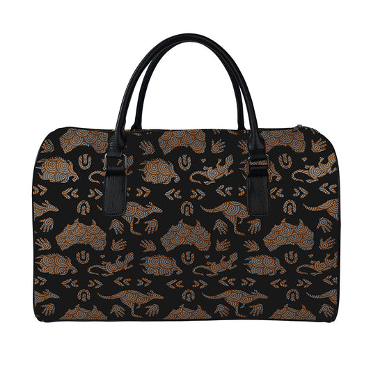 Aboriginal Australian Pattern Print Leather Duffle Bag