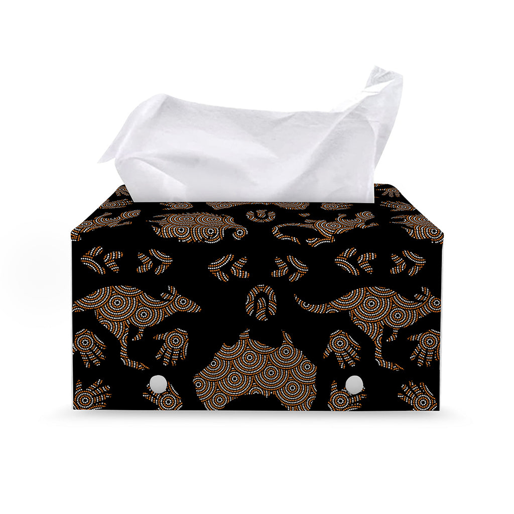 Aboriginal Australian Pattern Print Leather Tissue Box Cover