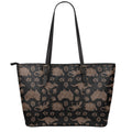 Aboriginal Australian Pattern Print Leather Tote Bag With Zipper