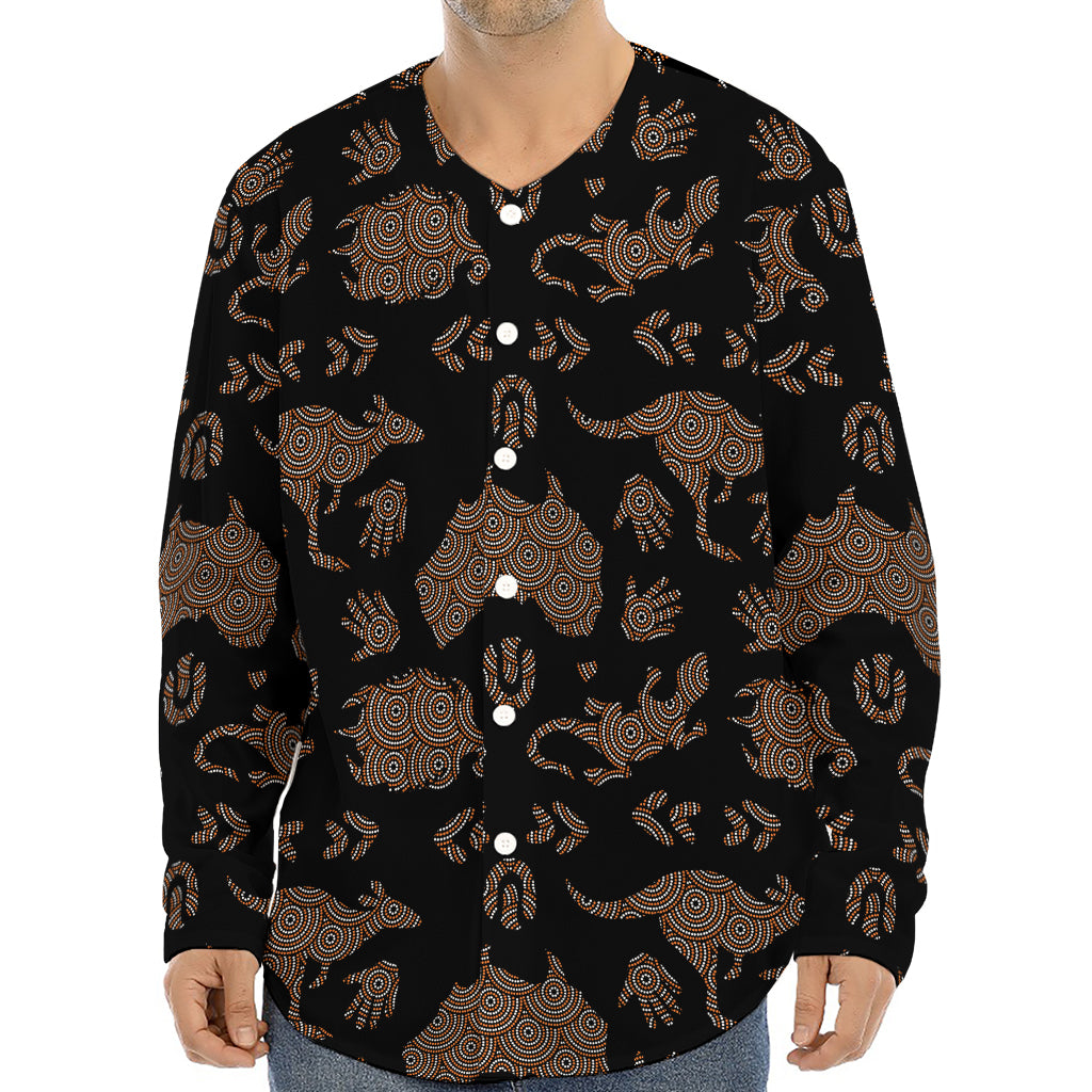 Aboriginal Australian Pattern Print Long Sleeve Baseball Jersey