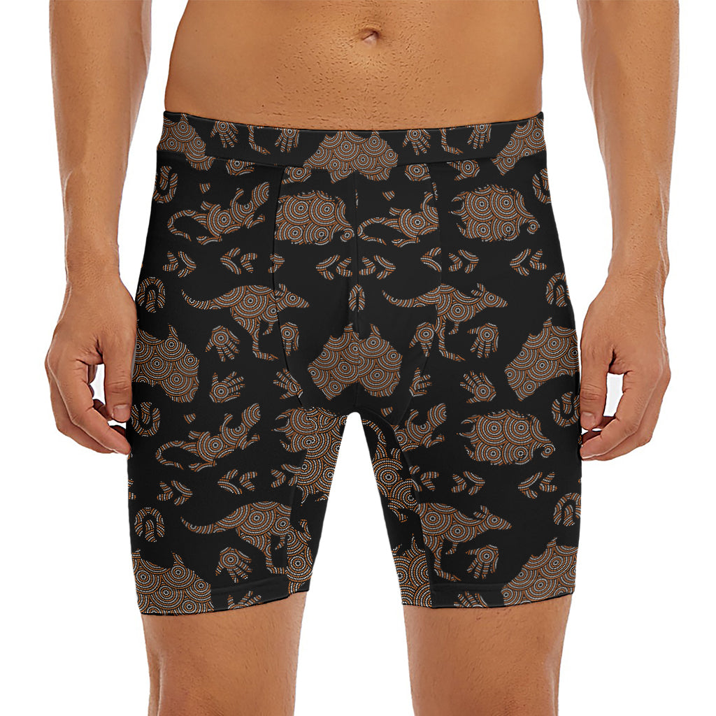 Aboriginal Australian Pattern Print Men's Long Boxer Briefs