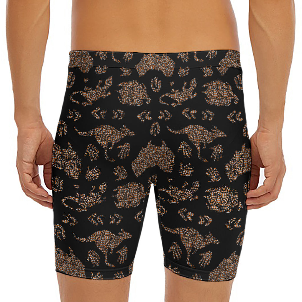 Aboriginal Australian Pattern Print Men's Long Boxer Briefs