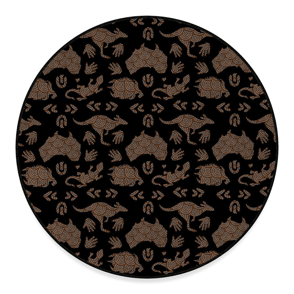 Aboriginal Australian Pattern Print Round Floor Mat