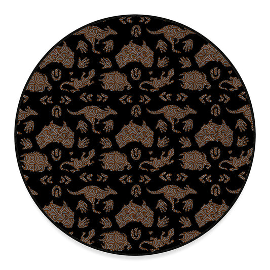 Aboriginal Australian Pattern Print Round Floor Mat