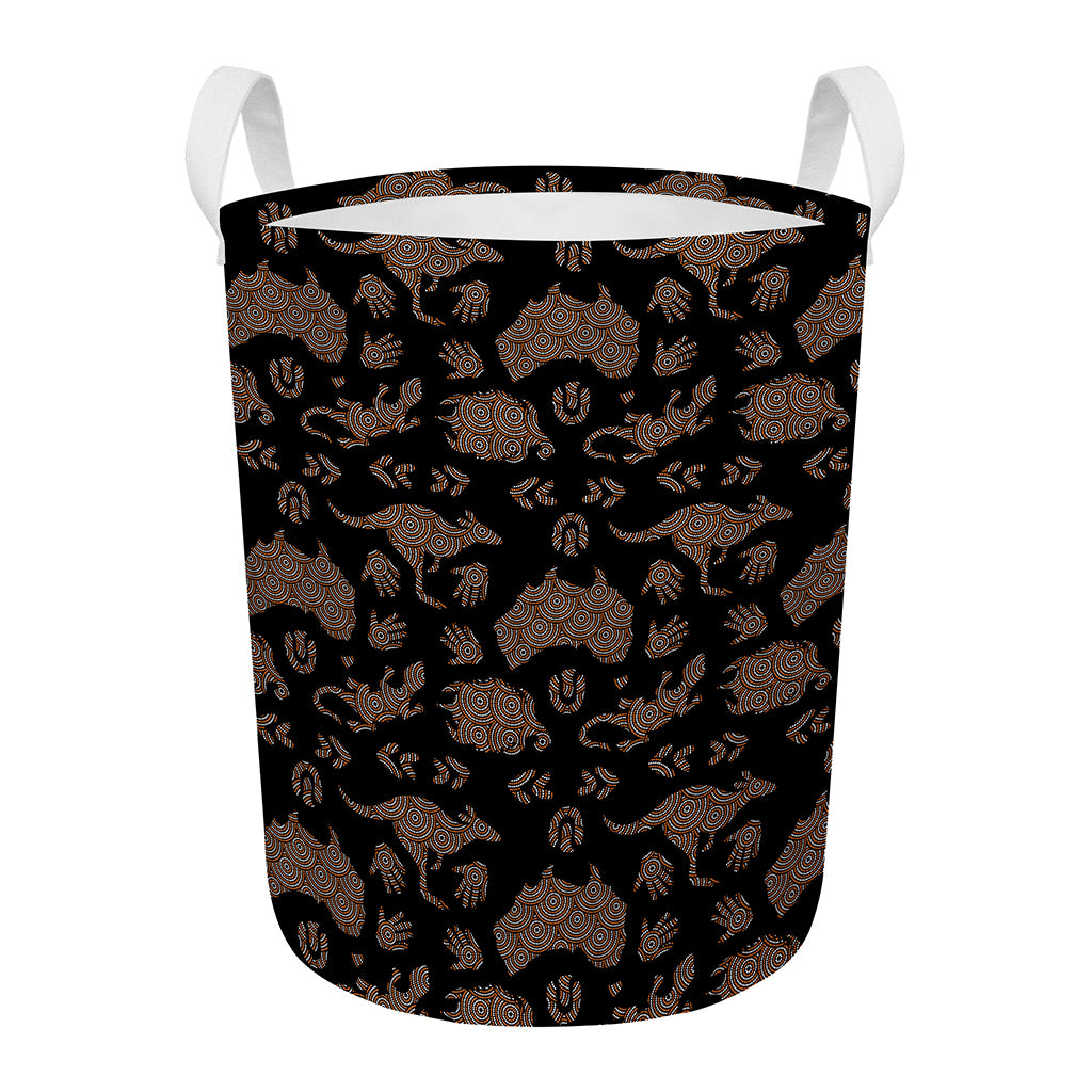 Aboriginal Australian Pattern Print Round Laundry Basket