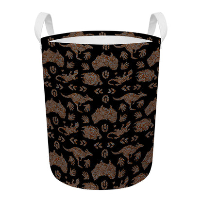 Aboriginal Australian Pattern Print Round Laundry Basket